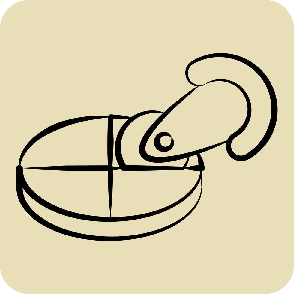 Icon Pizza Cutter. related to Kitchen Tool symbol. hand drawn style. simple design illustration vector
