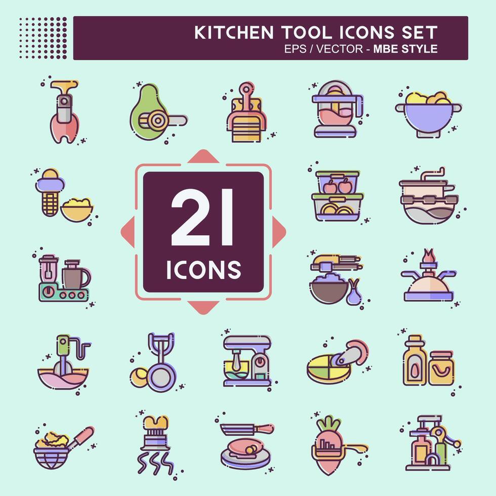 Icon Set Kitchen Tool. related to Food symbol. MBE style. simple design illustration vector