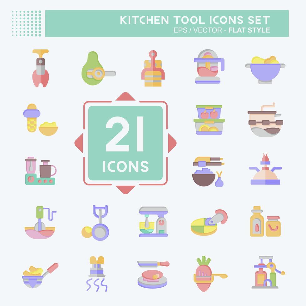 Icon Set Kitchen Tool. related to Food symbol. flat style. simple design illustration vector