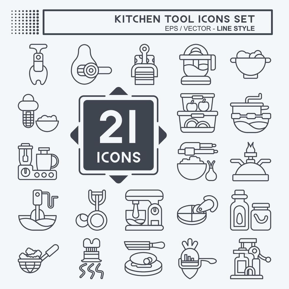 Icon Set Kitchen Tool. related to Food symbol. line style. simple design illustration vector