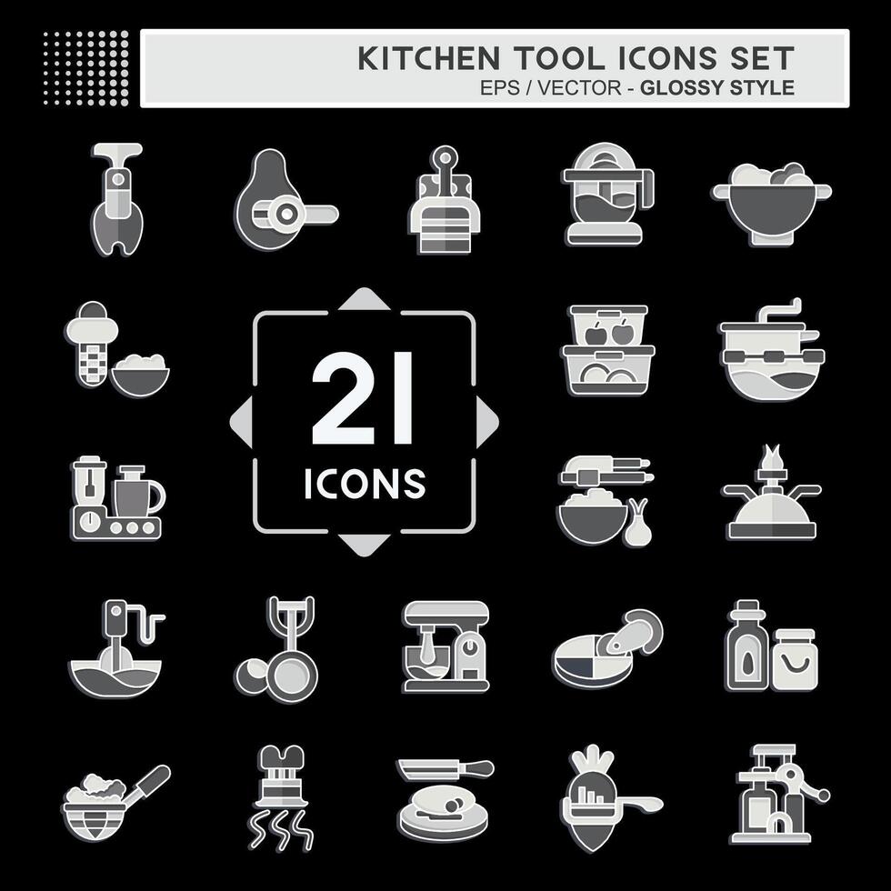 Icon Set Kitchen Tool. related to Food symbol. glossy style. simple design illustration vector