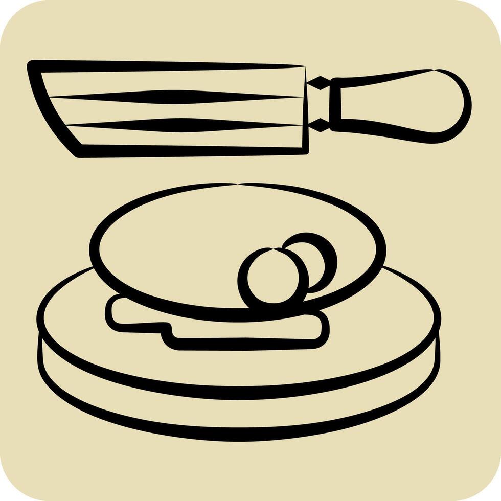 Icon Steak Knife Set. related to Kitchen Tool symbol. hand drawn style. simple design illustration vector