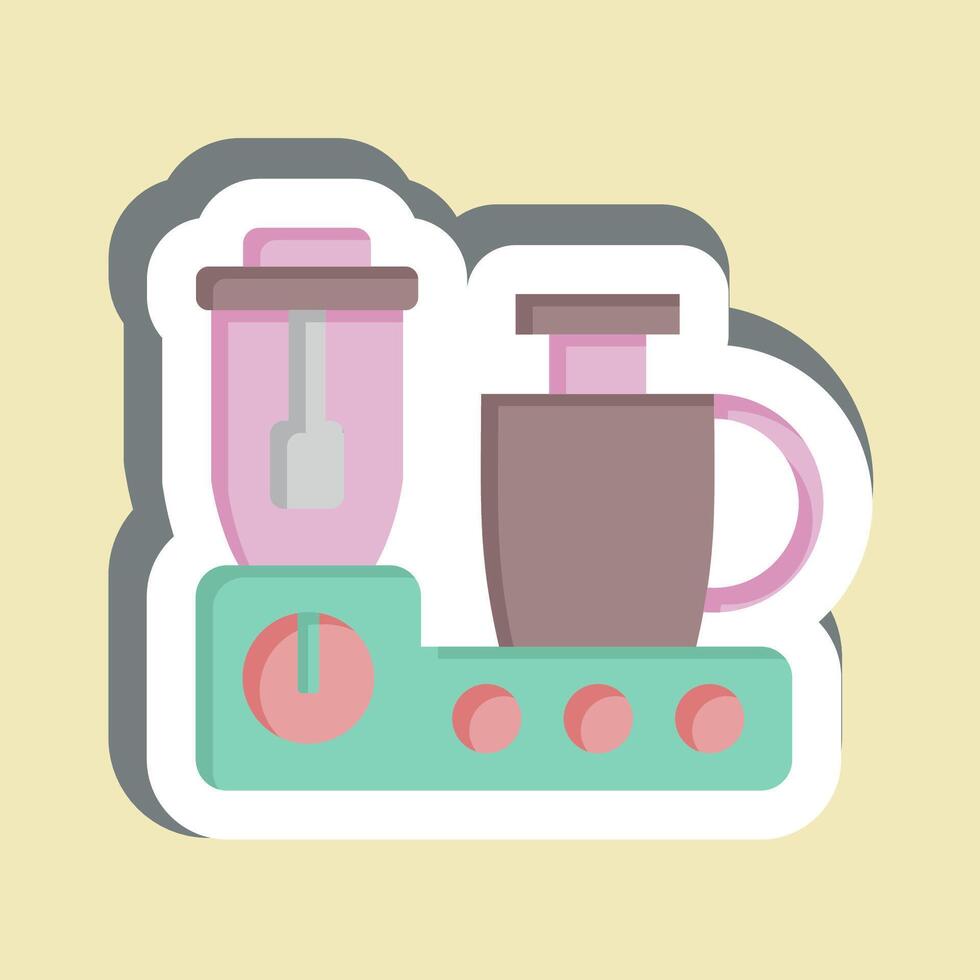 Sticker Food Processor. related to Kitchen Tool symbol. simple design illustration vector