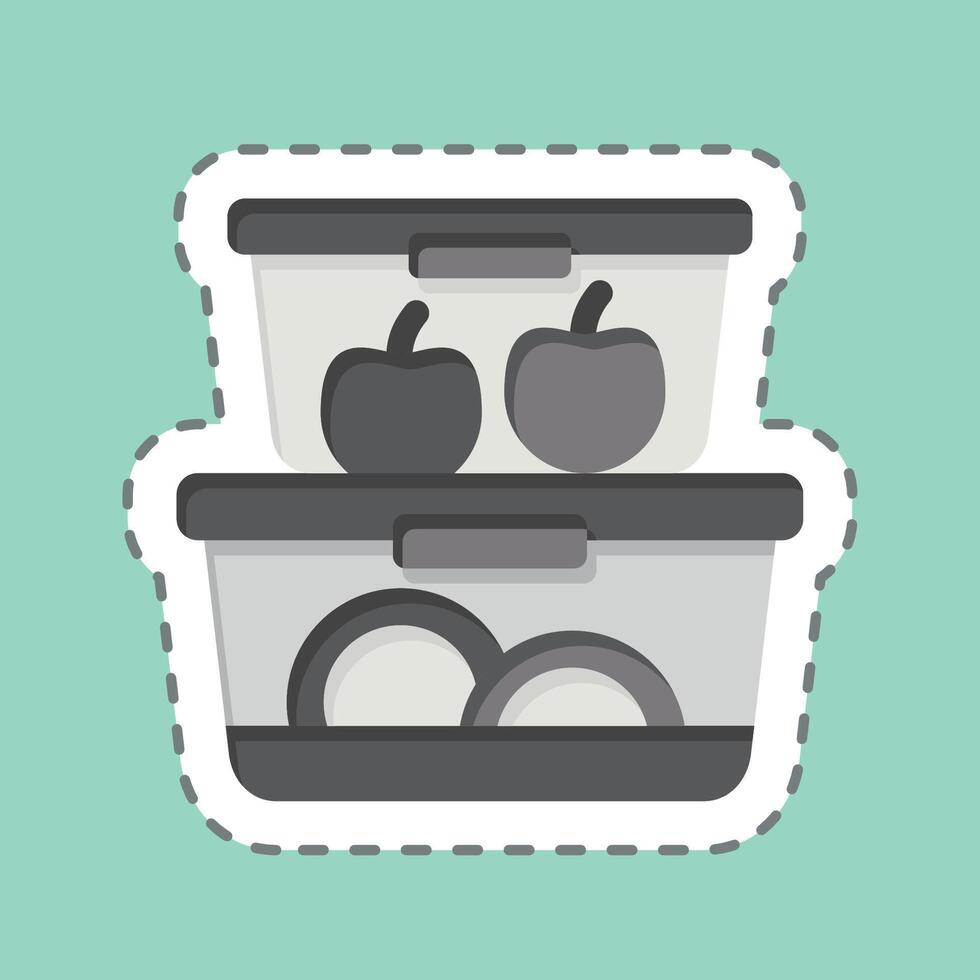 Sticker line cut Food Container. related to Kitchen Tool symbol. simple design illustration vector