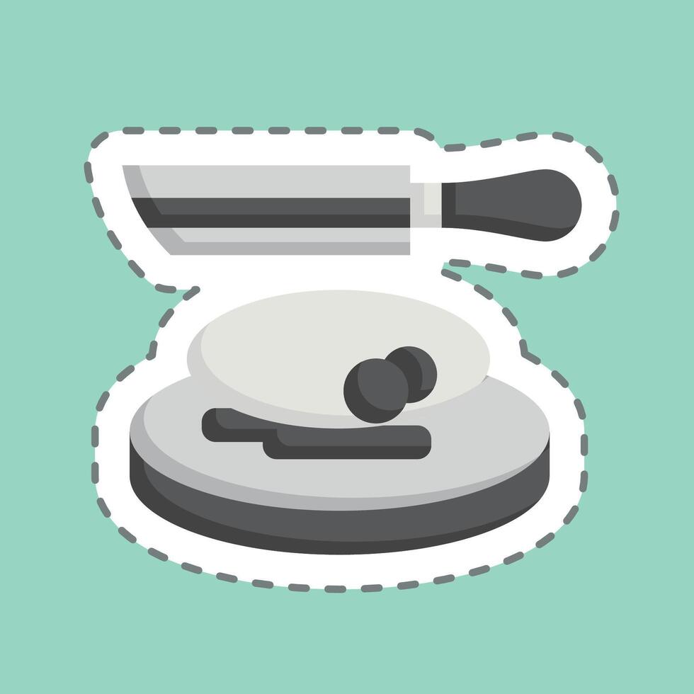 Sticker line cut Steak Knife Set. related to Kitchen Tool symbol. simple design illustration vector
