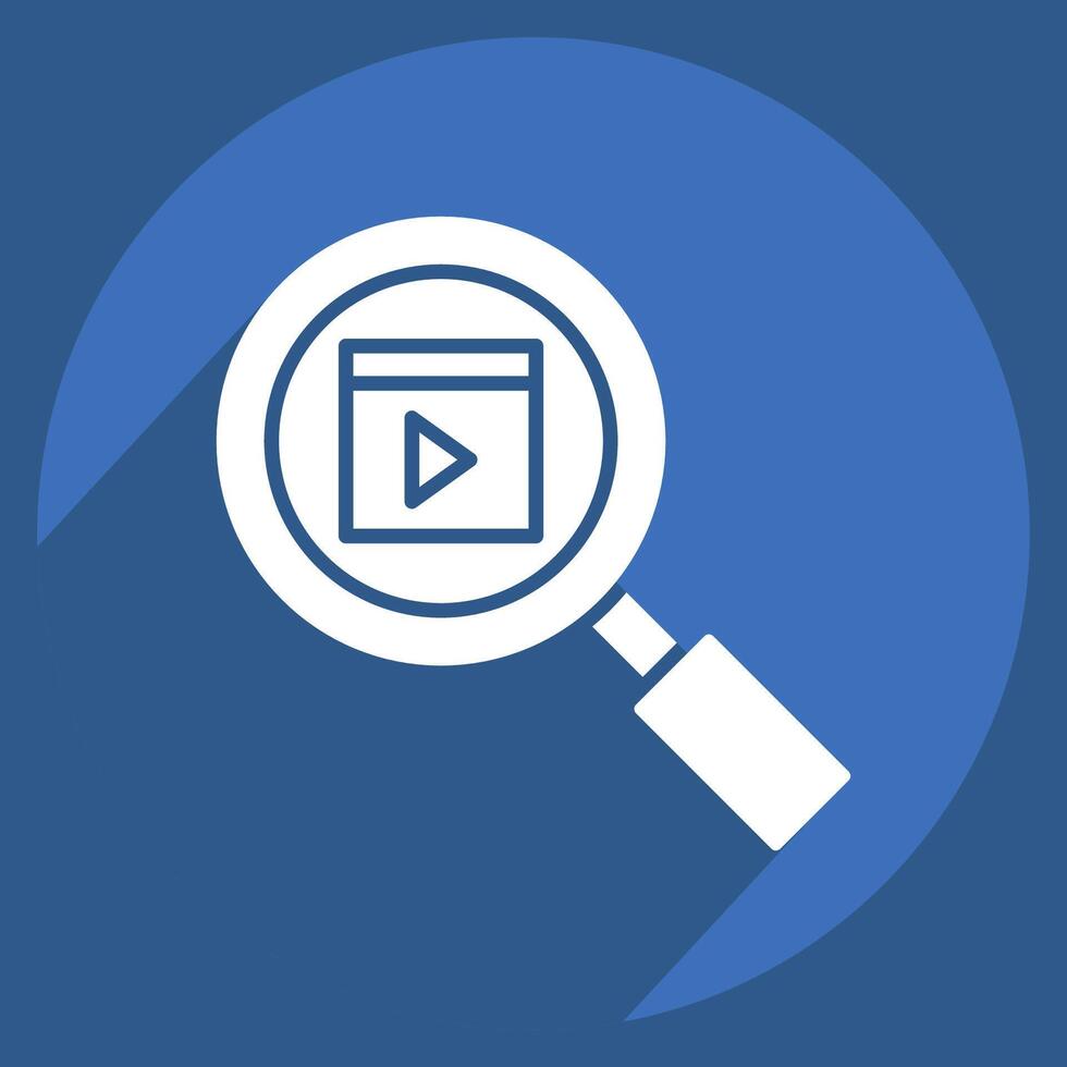 Icon Movie Search. related to Cinema symbol. long shadow style. simple design illustration vector