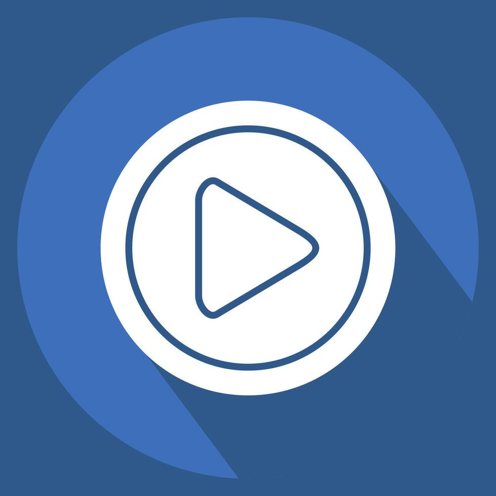 Icon Play Button. related to Cinema symbol. long shadow style. simple design illustration vector