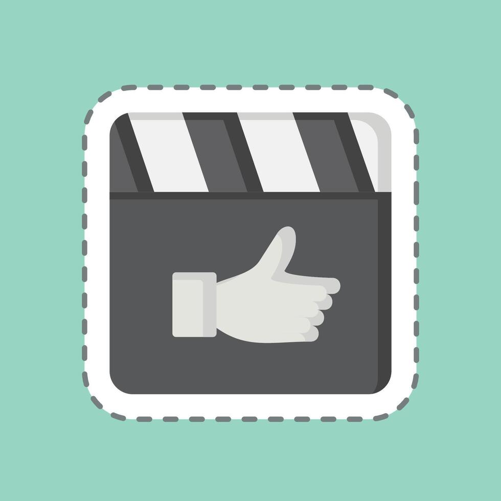 Sticker line cut Best Movie. related to Cinema symbol. simple design illustration vector