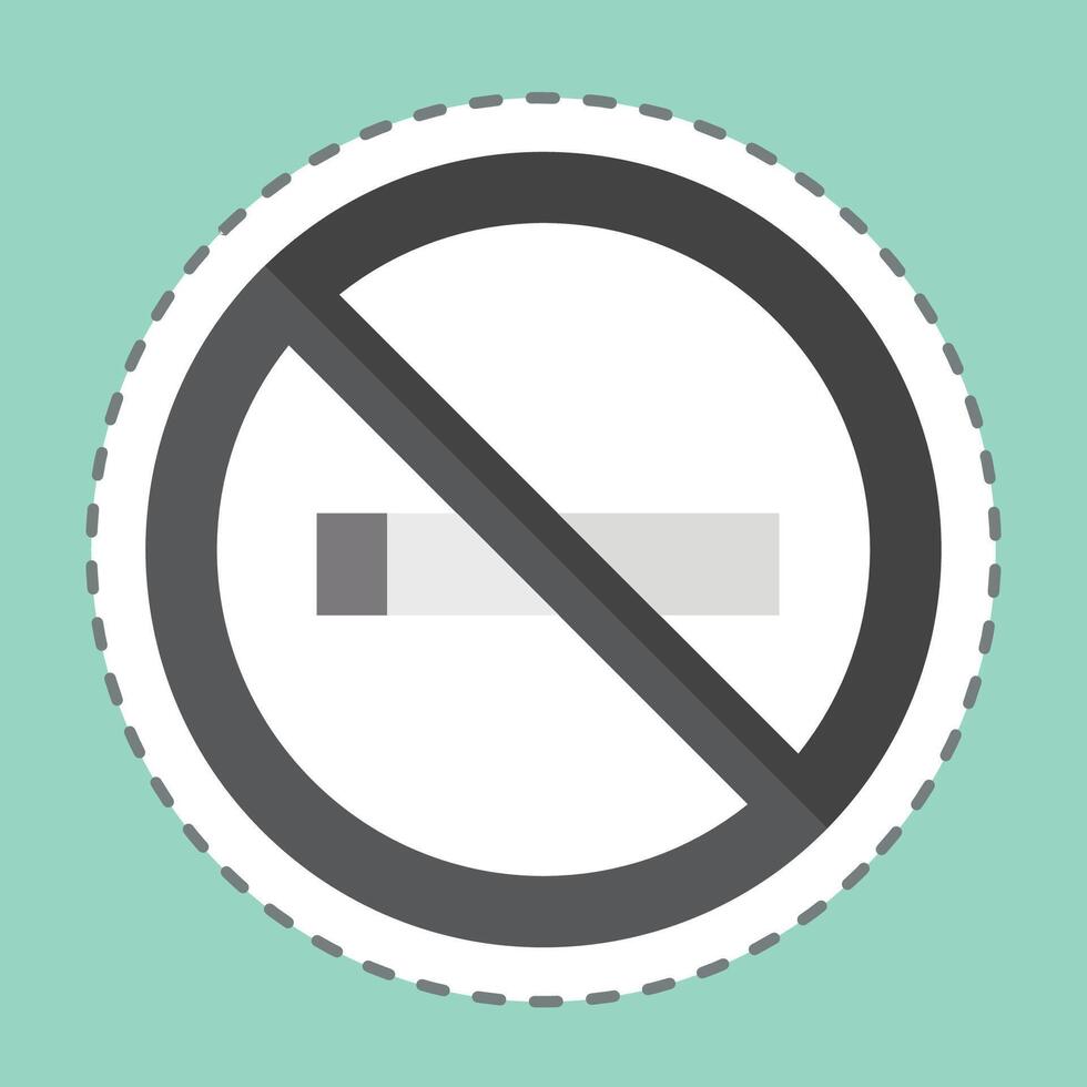 Sticker line cut No Smoking. related to Cinema symbol. simple design illustration vector