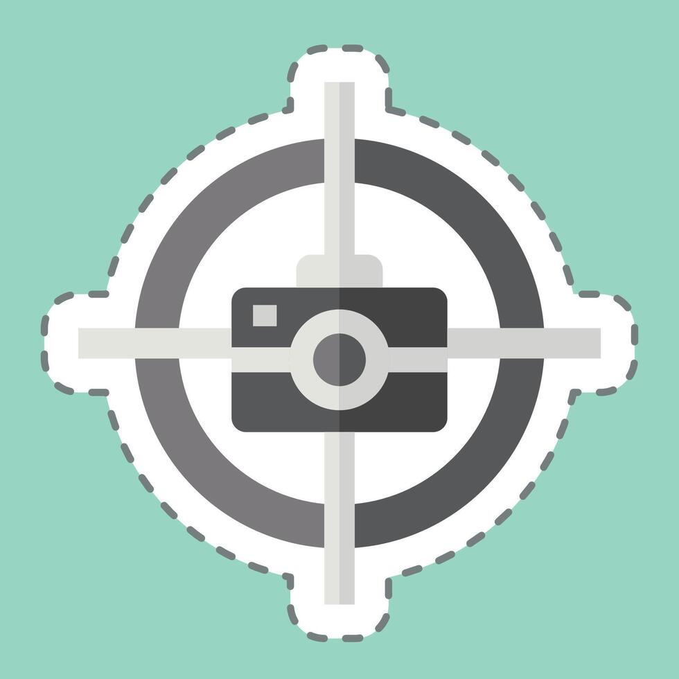 Sticker line cut Focus Camera. related to Cinema symbol. simple design illustration vector