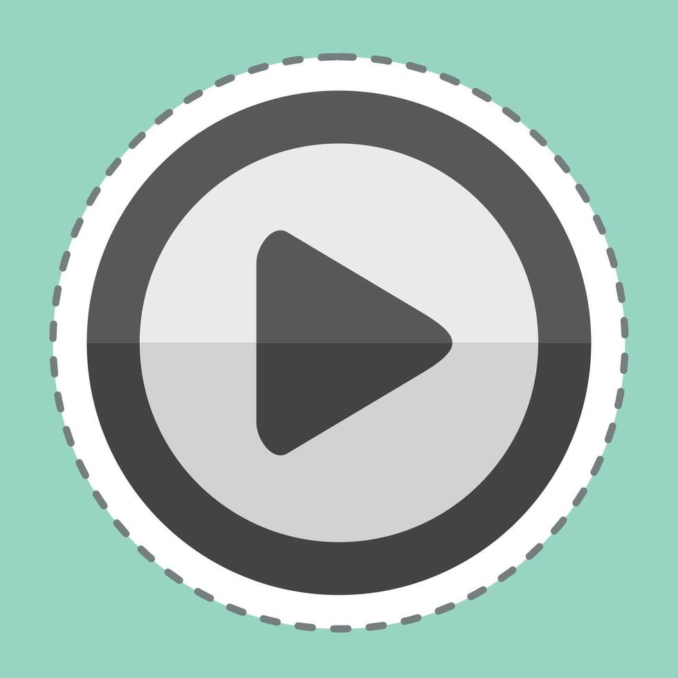 Sticker line cut Play Button. related to Cinema symbol. simple design illustration vector