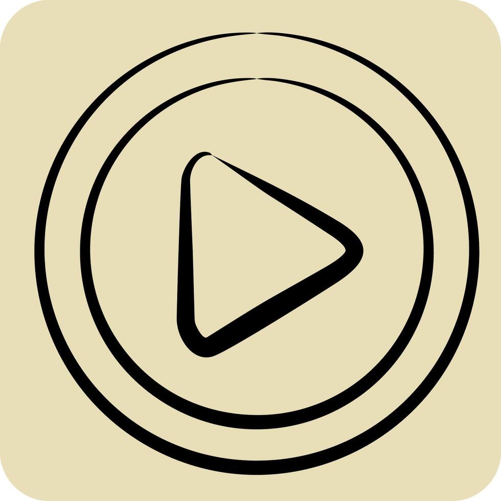 Icon Play Button. related to Cinema symbol. hand drawn style. simple design illustration vector