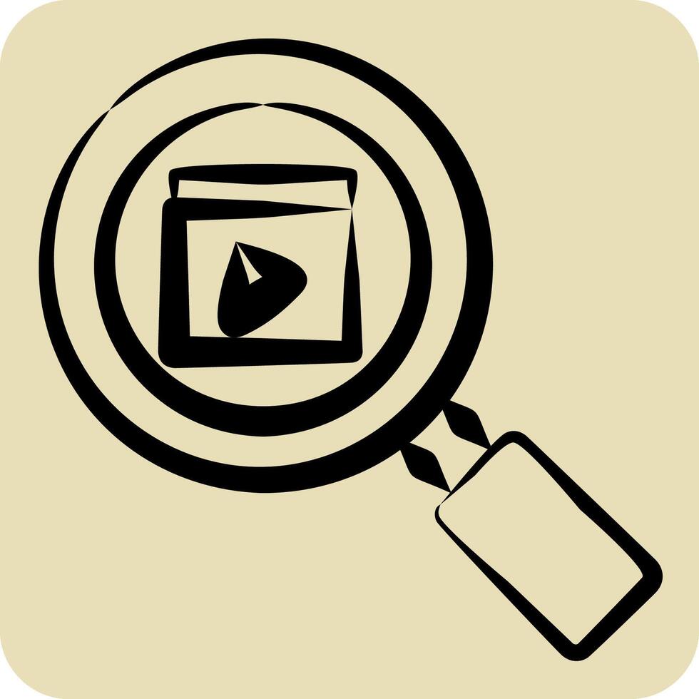 Icon Movie Search. related to Cinema symbol. hand drawn style. simple design illustration vector