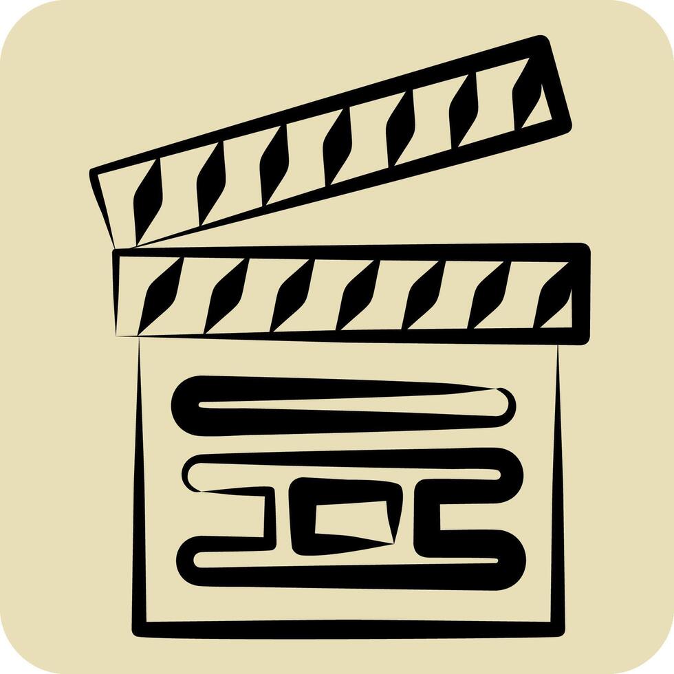 Icon Clapper Board. related to Cinema symbol. hand drawn style. simple design illustration vector