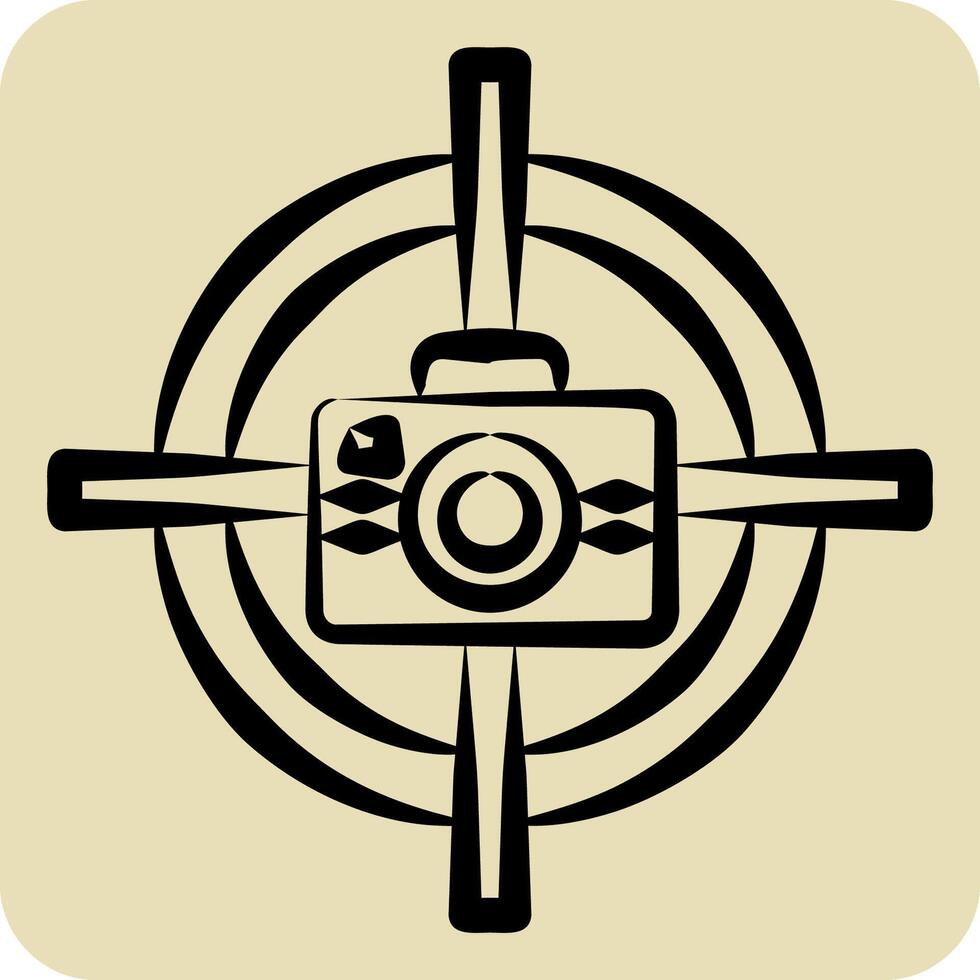 Icon Focus Camera. related to Cinema symbol. hand drawn style. simple design illustration vector