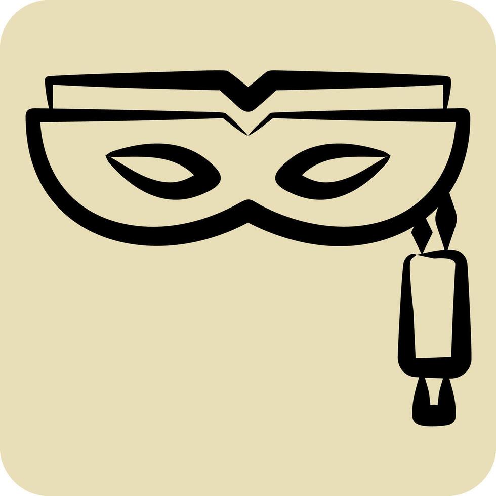 Icon Mask. related to Cinema symbol. hand drawn style. simple design illustration vector