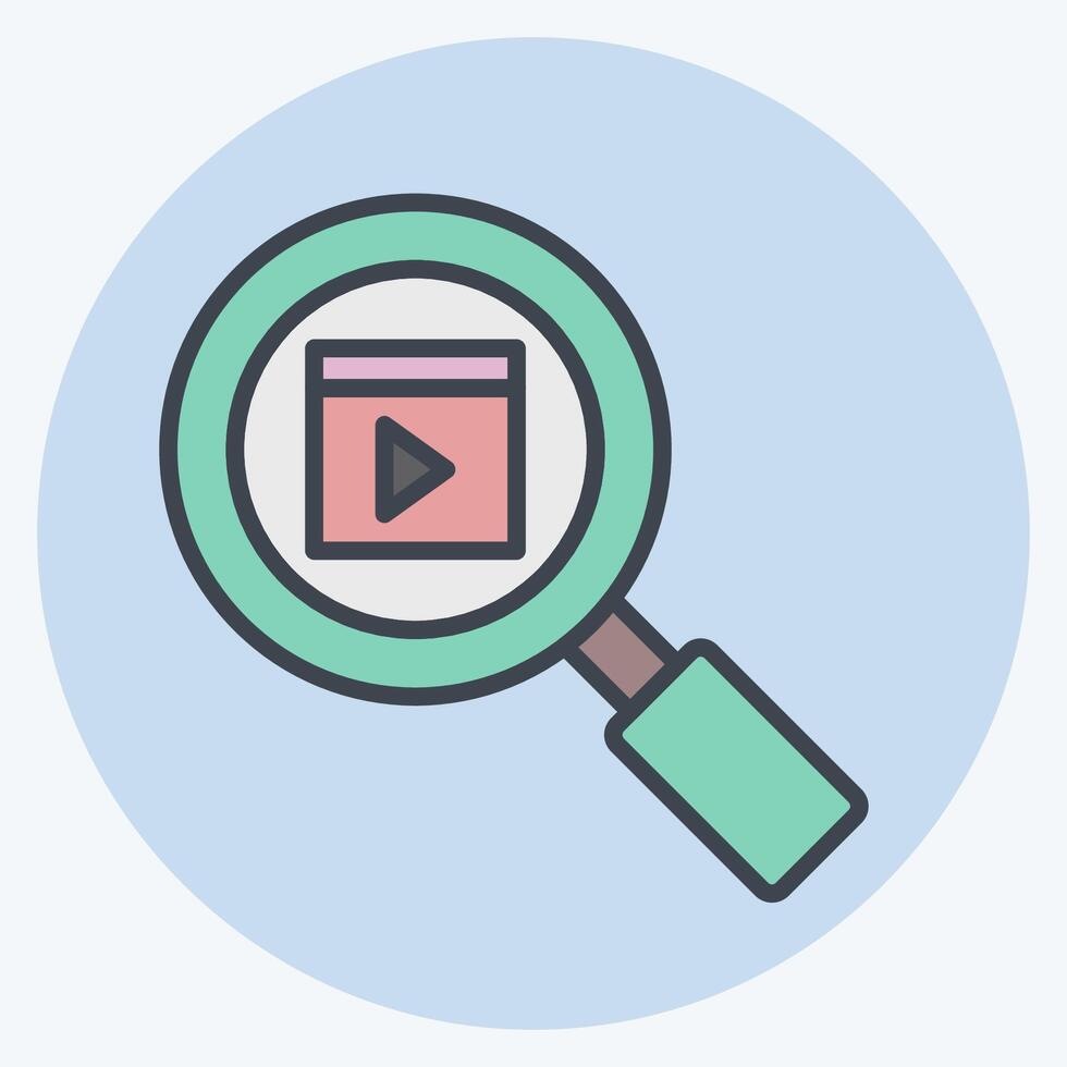 Icon Movie Search. related to Cinema symbol. color mate style. simple design illustration vector