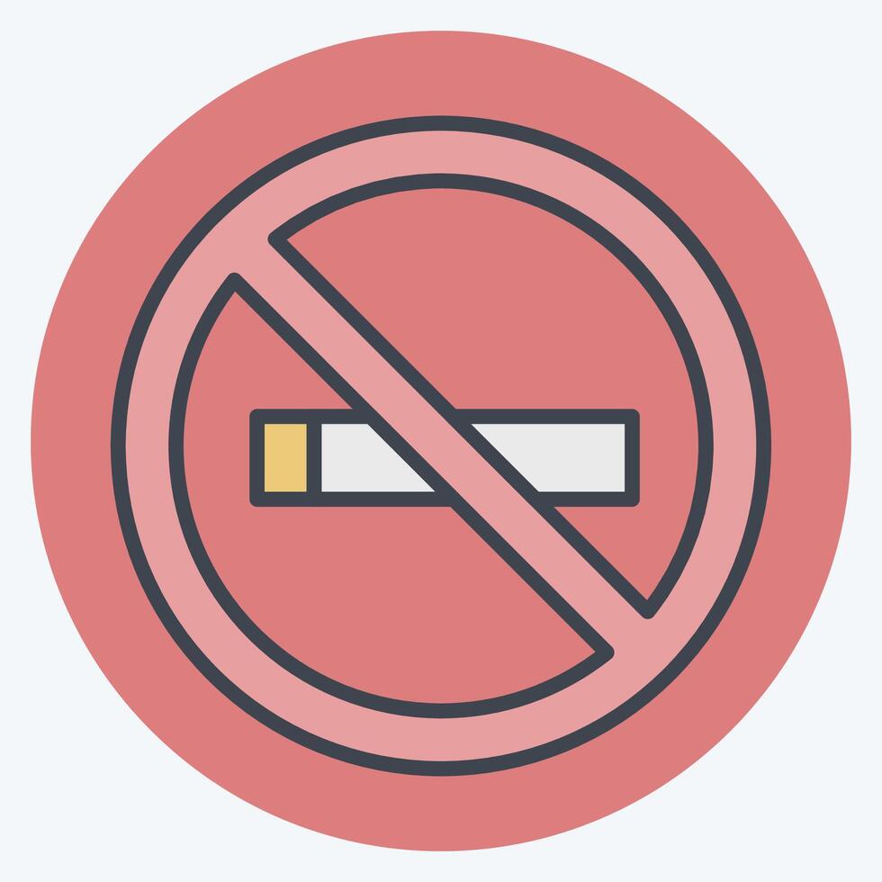 Icon No Smoking. related to Cinema symbol. color mate style. simple design illustration vector