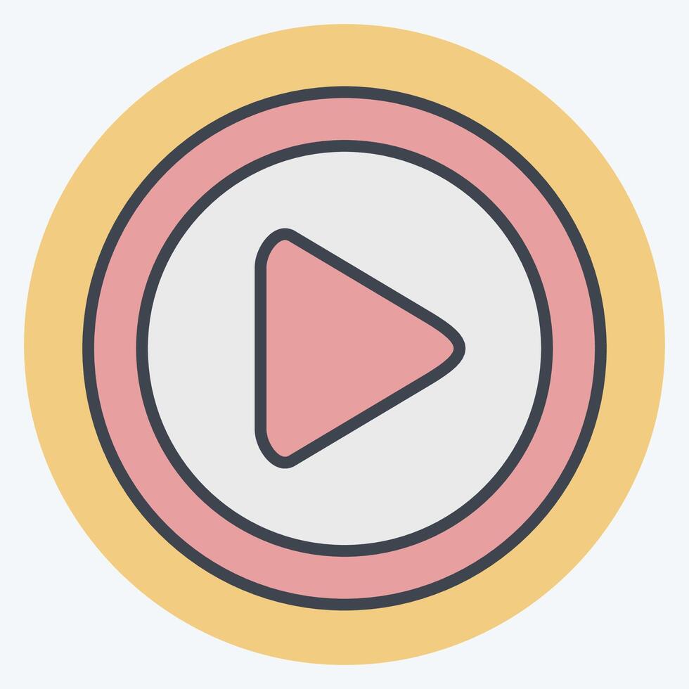 Icon Play Button. related to Cinema symbol. color mate style. simple design illustration vector