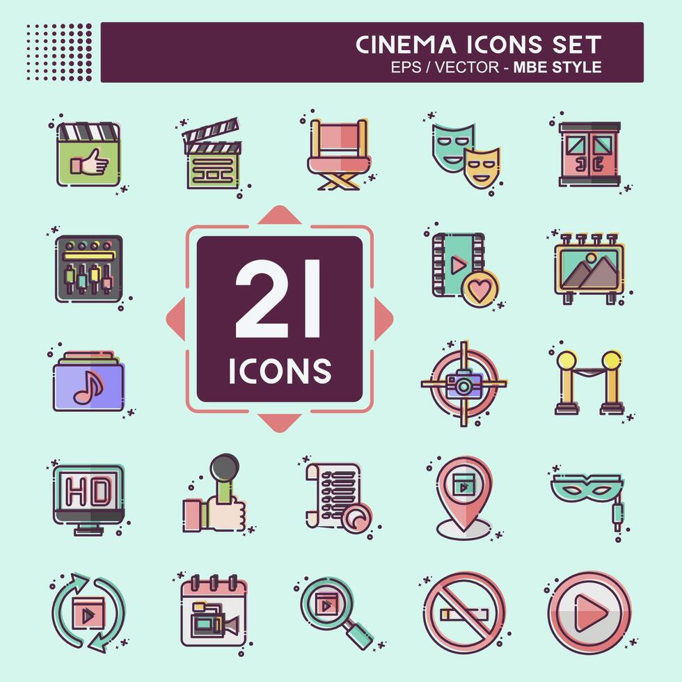 Icon Set Cinema. related to Film symbol. MBE style. simple design illustration vector