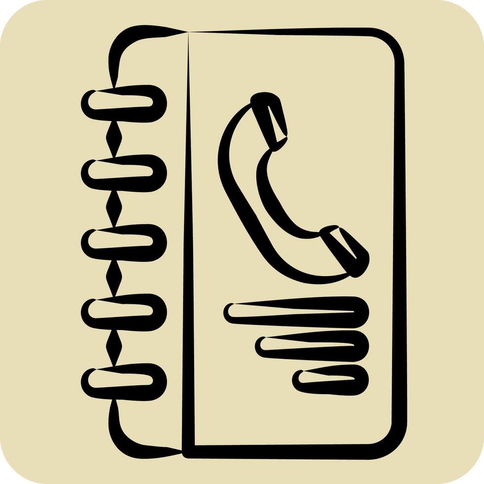 Icon Contact Book. related to Office symbol. hand drawn style. simple design illustration vector