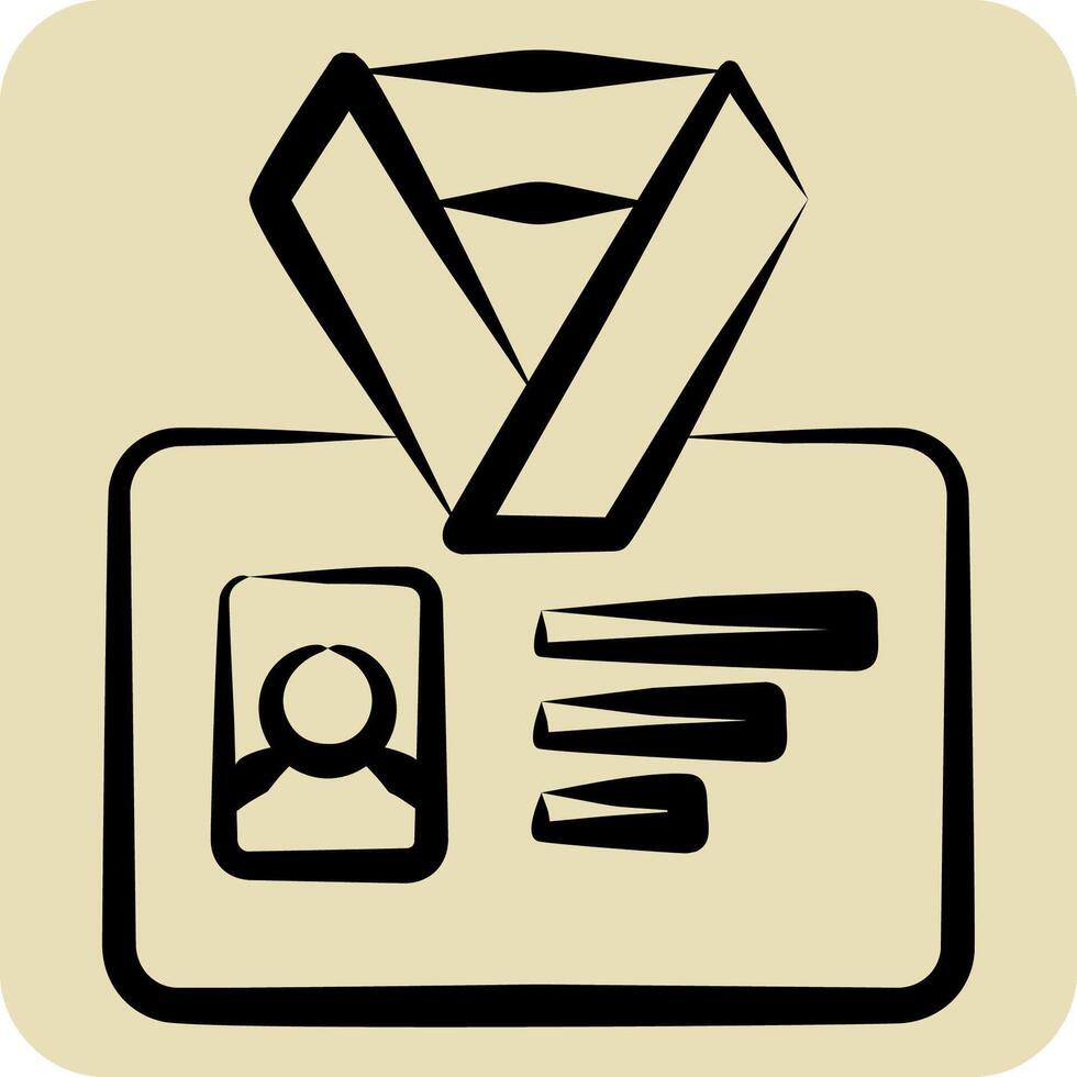 Icon ID Card. related to Office symbol. hand drawn style. simple design illustration vector