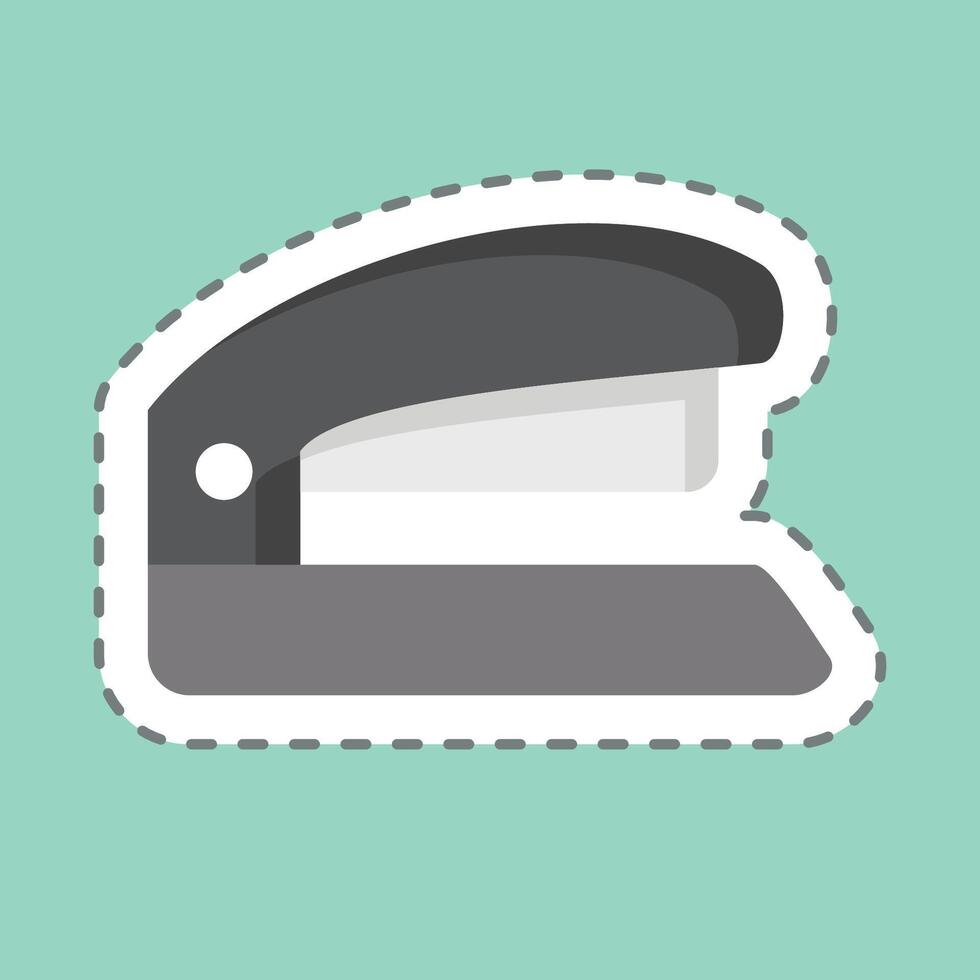 Sticker line cut Stapler. related to Office symbol. simple design illustration vector