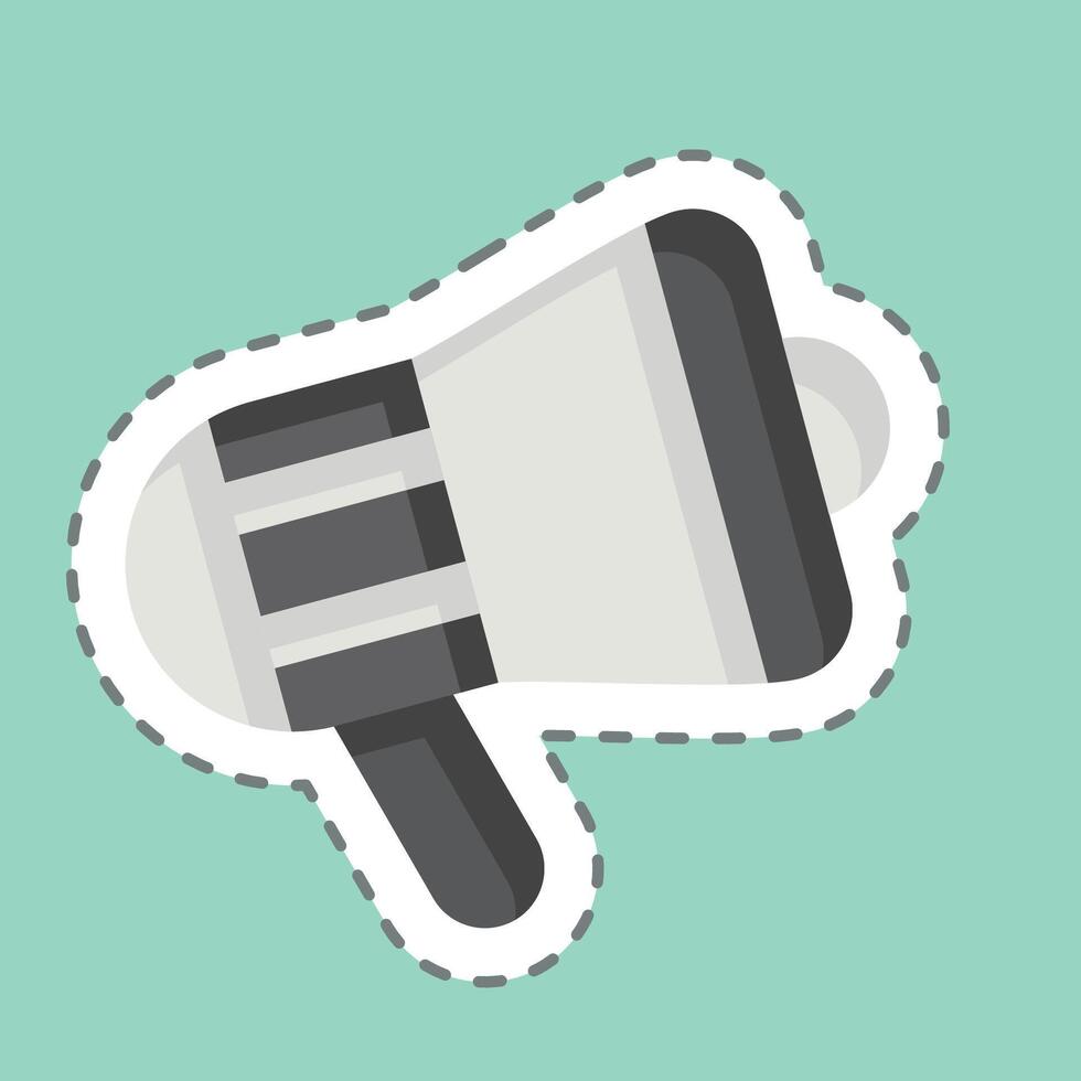 Sticker line cut Megaphone. related to Office symbol. simple design illustration vector