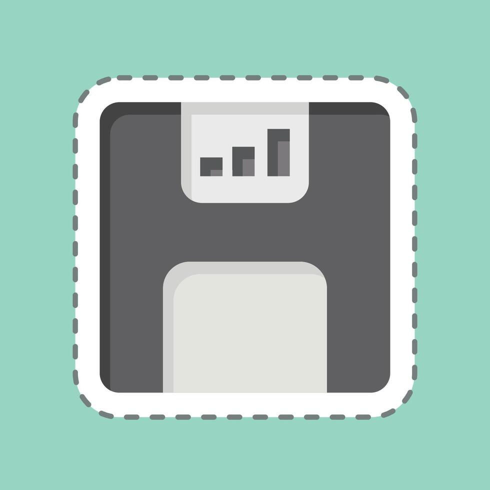 Sticker line cut Floppy Disk. related to Office symbol. simple design illustration vector