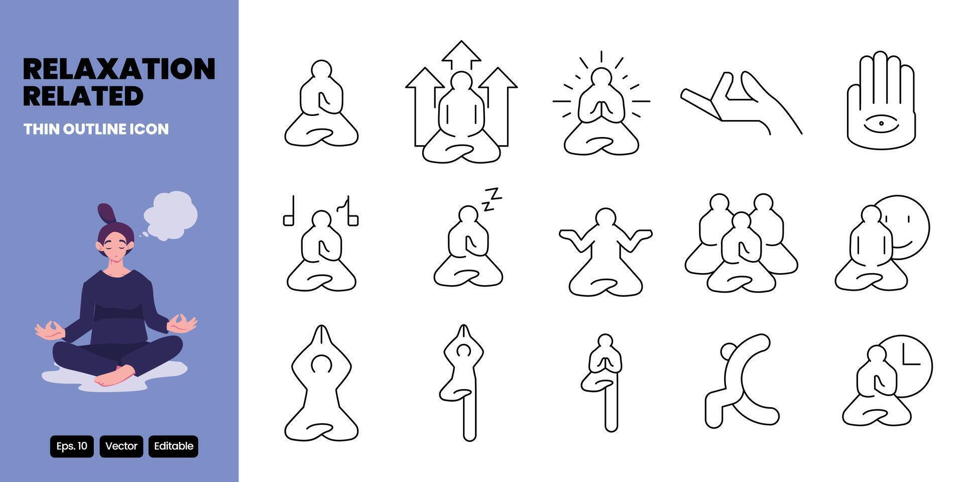 meditation related thin outline icon design good for web and mobile app vector