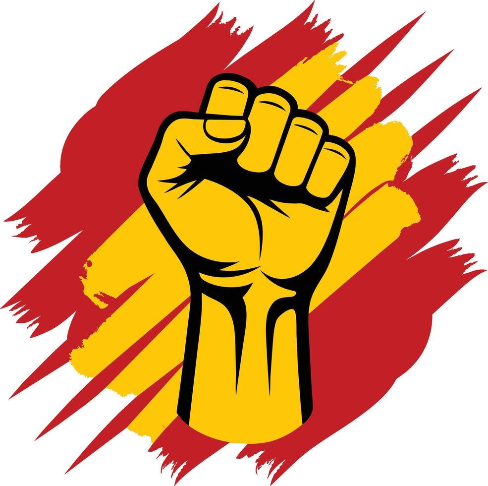 Raised fist yellow and red vector