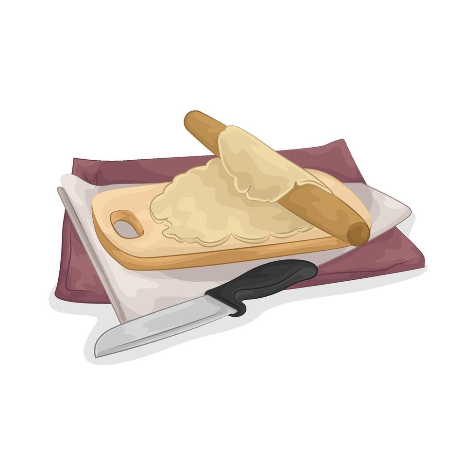 Illustration of dough on a cutting board vector