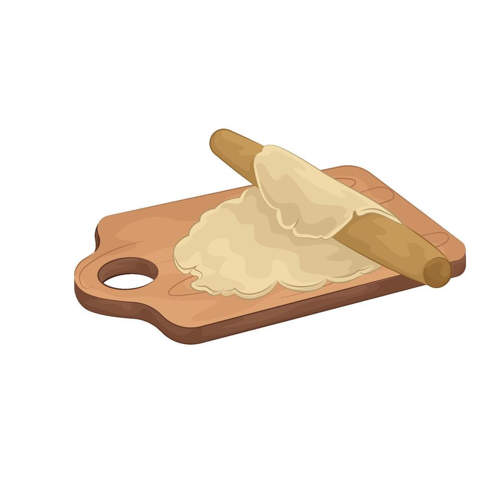 Illustration of dough on a cutting board vector