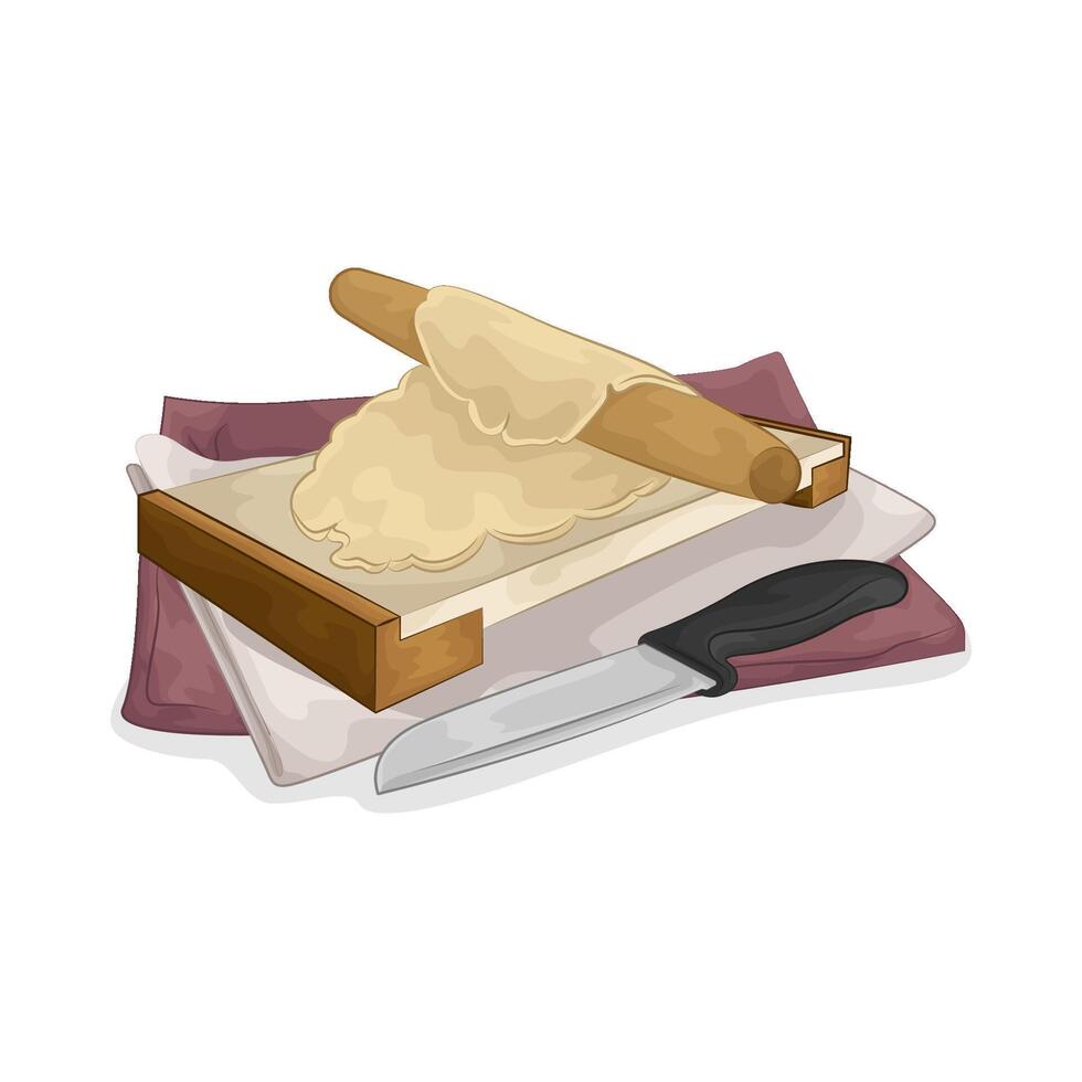Illustration of dough on a cutting board vector