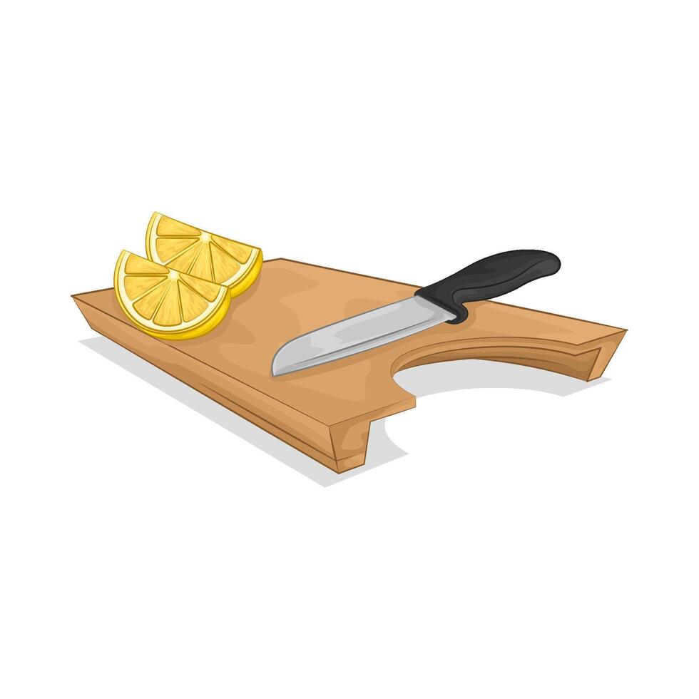 Illustration of lemon slices on a cutting board vector