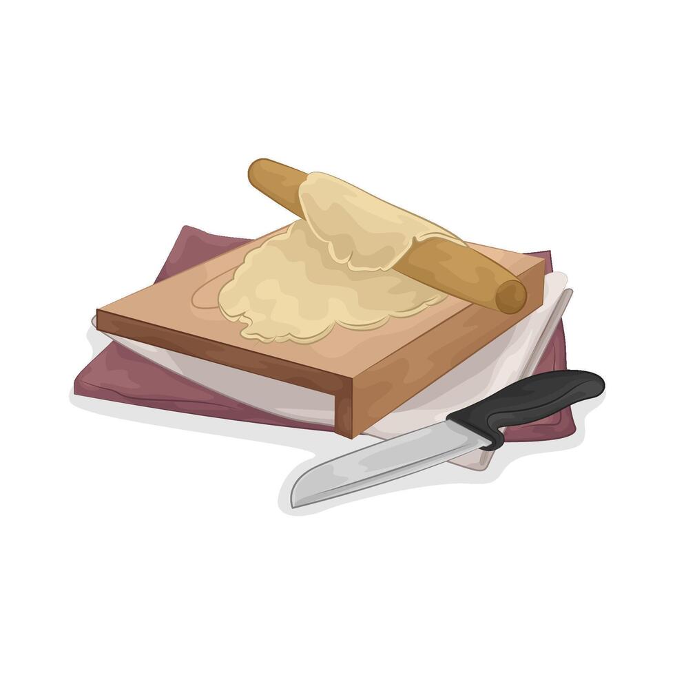 Illustration of dough on a cutting board vector