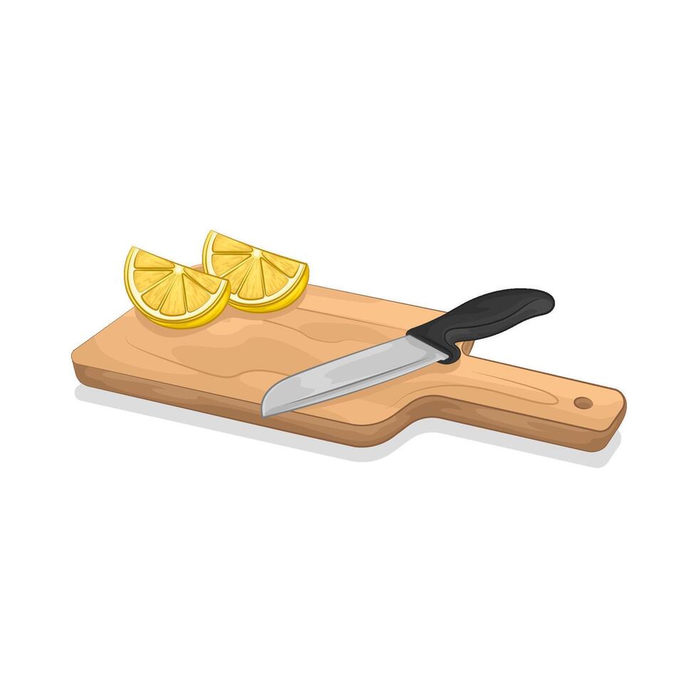 Illustration of lemon slices on a cutting board vector