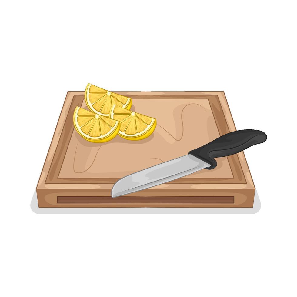 Illustration of lemon slices on a cutting board vector