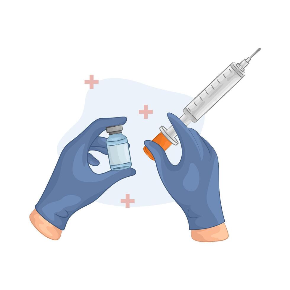 Illustration of vaccine bottle with syringe vector