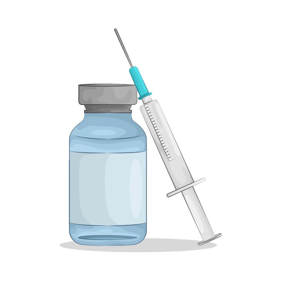 Illustration of vaccine bottle with syringe vector