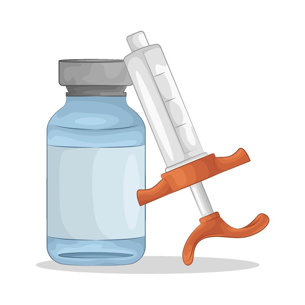 Illustration of vaccine bottle with syringe vector