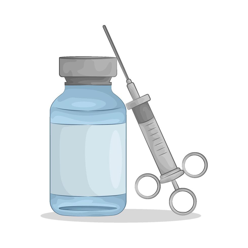Illustration of vaccine bottle with syringe vector