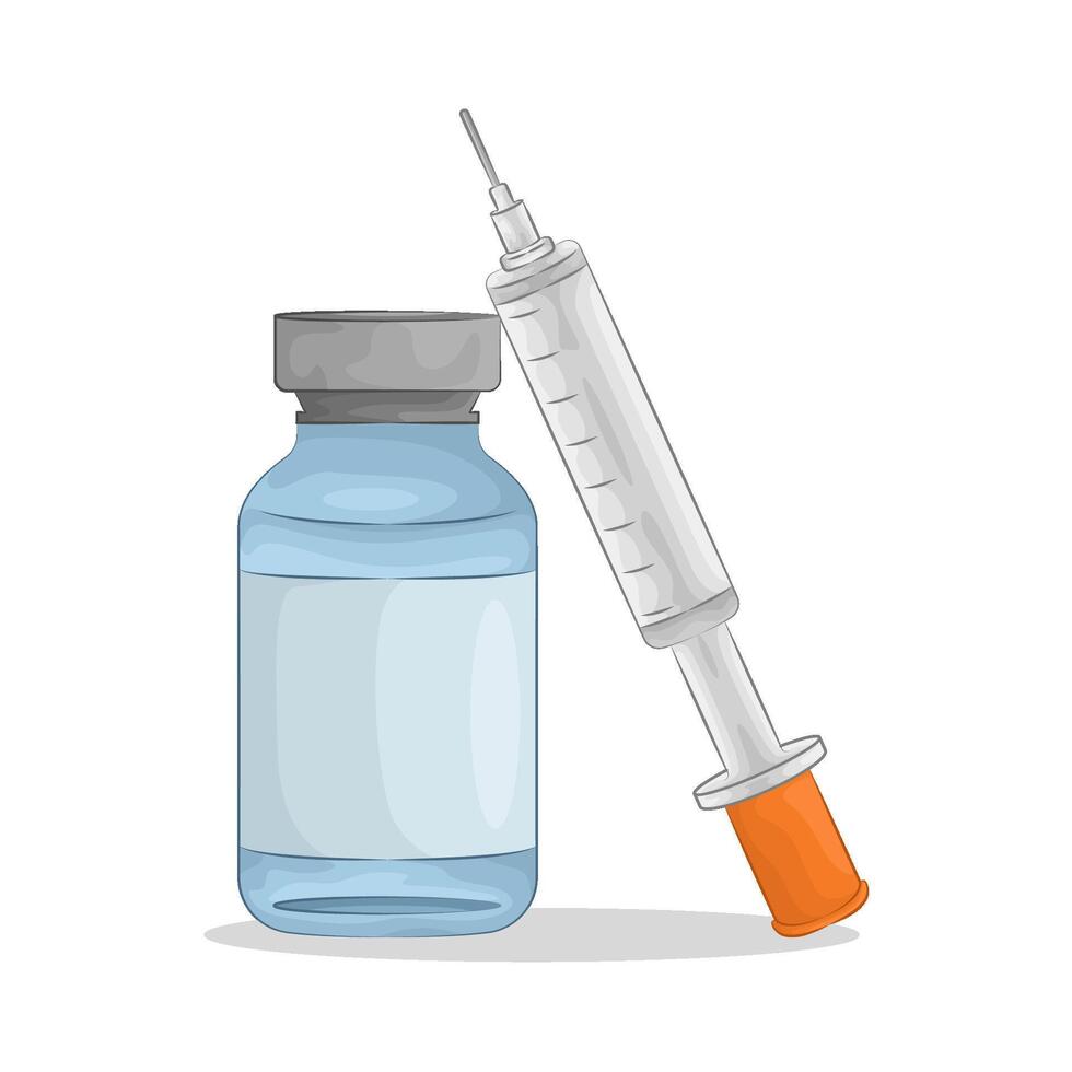 Illustration of vaccine bottle with syringe vector