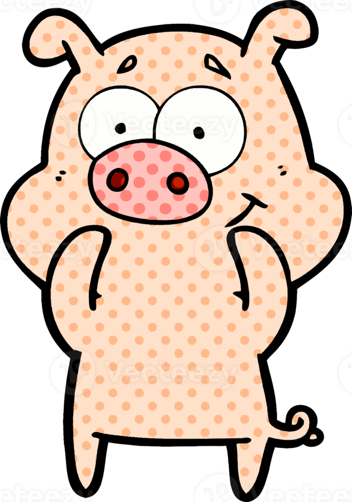 happy cartoon pig drawing png