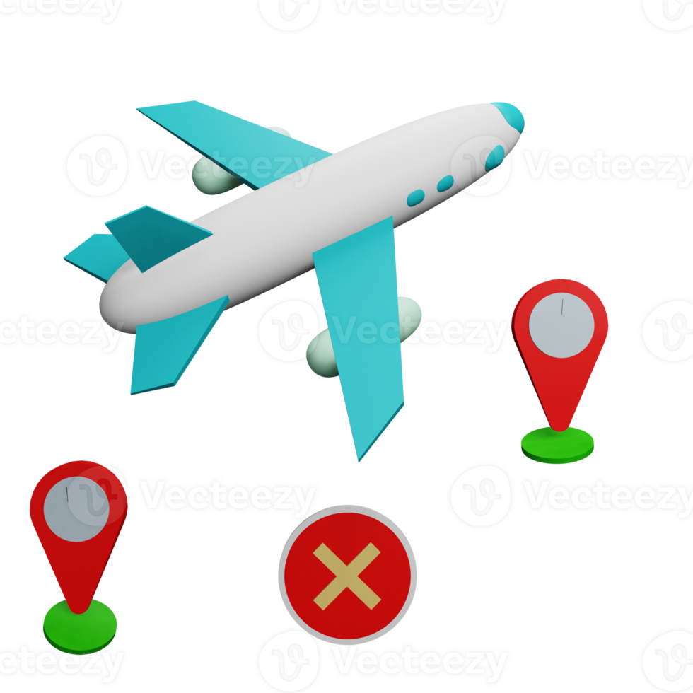 3 D illustration of cancelled flight status icon png