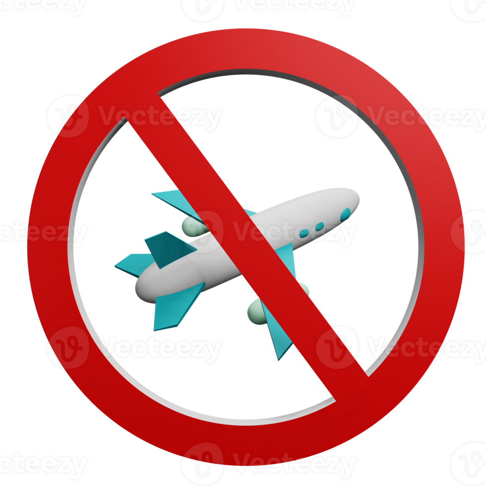 3 D illustration of no flight status icon png