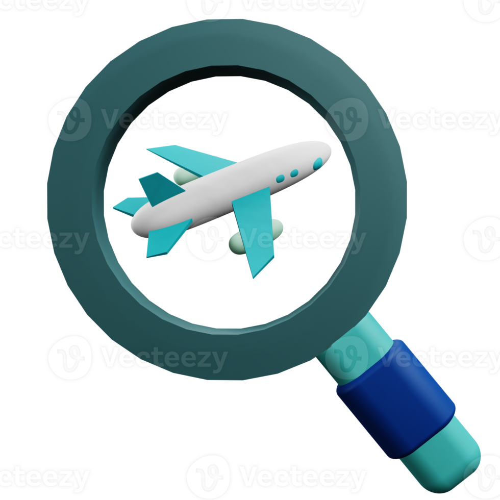 3 D illustration of searching flight status png