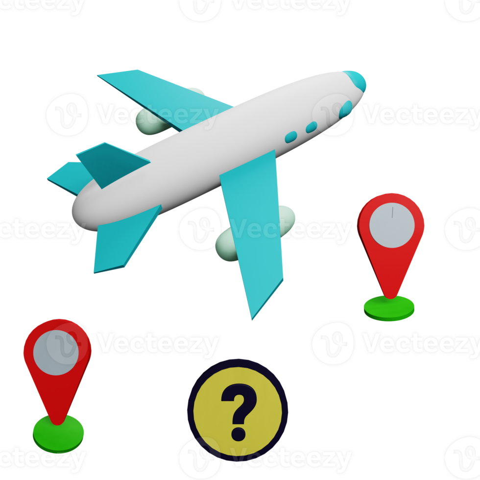 3 D illustration of unknow flight status icon png