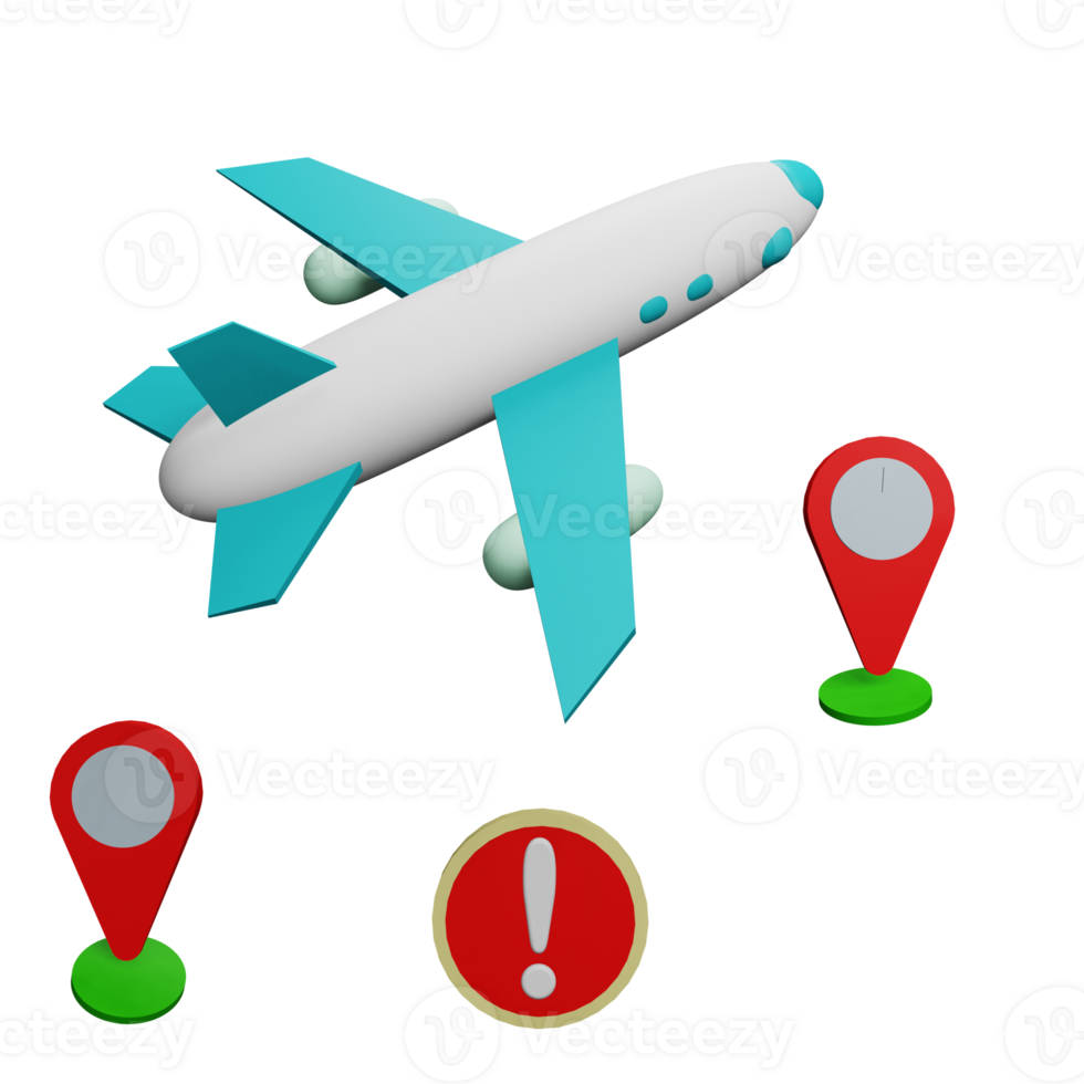 3 D illustration of flight warning status png