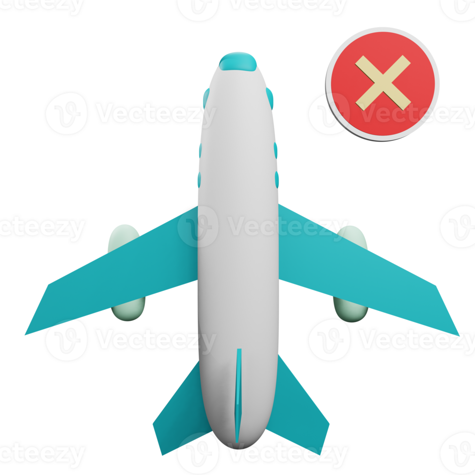 3 D illustration of cancelled flight status icon png